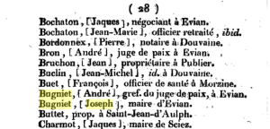 1811 Joseph Bugniet maire d'Evian
