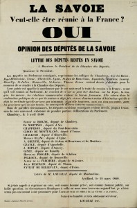 Lettre ouverte des députés savoyards, au président de la Chambre des députés, en faveur de la réunion de la Savoie à la France, le 18 mars 1860.