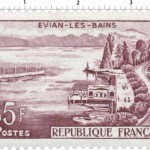 Timbre rose Evian 85 F -1959